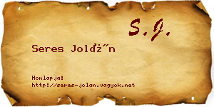 Seres Jolán névjegykártya